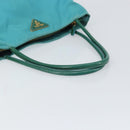 PRADA Hand Bag Nylon Turquoise Blue Gold Auth 162138-7
