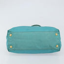 PRADA Hand Bag Nylon Turquoise Blue Gold Auth 162138-5