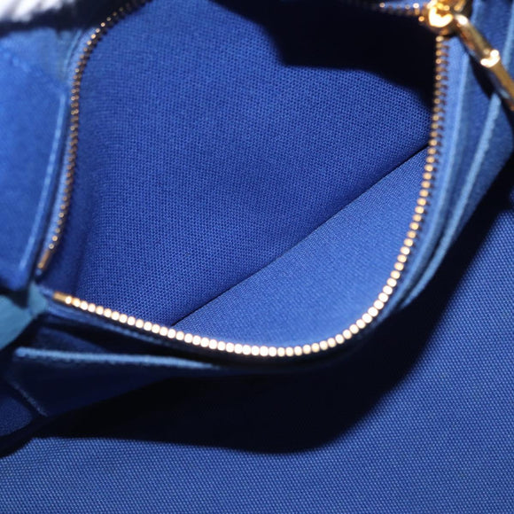 PRADA Canapa MM Hand Bag Canvas Blue Gold Auth 162140