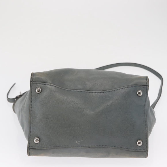 PRADA Hand Bag Safiano leather 2way Gray Silver Auth 162141