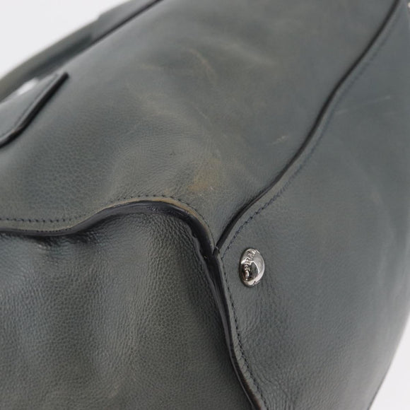 PRADA Hand Bag Safiano leather 2way Gray Silver Auth 162141
