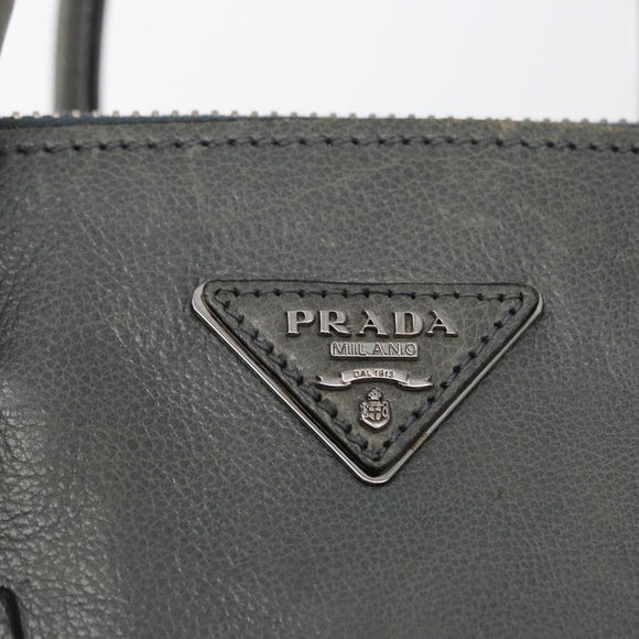 PRADA Hand Bag Safiano leather 2way Gray Silver Auth 162141
