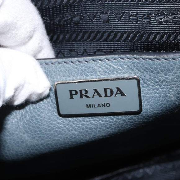 PRADA Hand Bag Safiano leather 2way Gray Silver Auth 162141