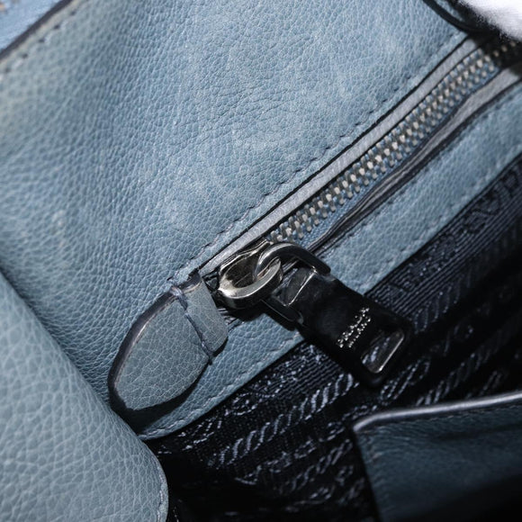 PRADA Hand Bag Safiano leather 2way Gray Silver Auth 162141