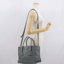 PRADA Hand Bag Safiano leather 2way Gray Silver Auth 162141-26