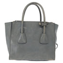 PRADA Hand Bag Safiano leather 2way Gray Silver Auth 162141-2