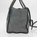 PRADA Hand Bag Safiano leather 2way Gray Silver Auth 162141-4