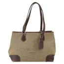 PRADA Tote Bag Canvas Beige Silver Auth 162142-2