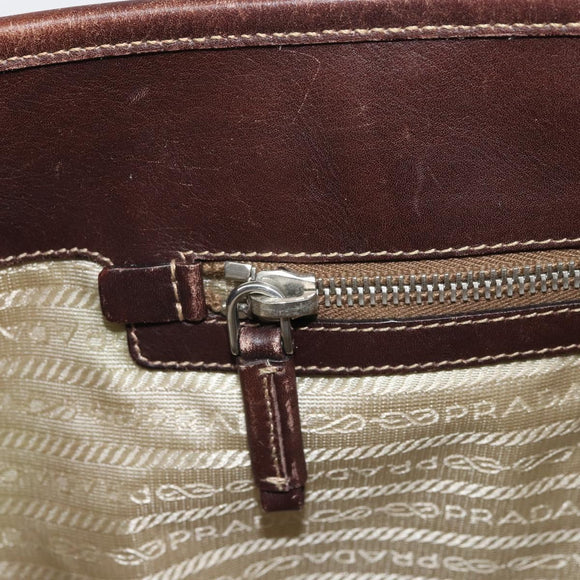 PRADA Tote Bag Canvas Beige Silver Auth 162142