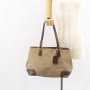 PRADA Tote Bag Canvas Beige Silver Auth 162142-23