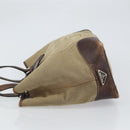 PRADA Tote Bag Canvas Beige Silver Auth 162142-5