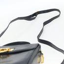 Salvatore Ferragamo Gancini Hand Bag Leather 2way Navy Gold Auth 162143-10