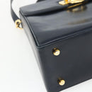 Salvatore Ferragamo Gancini Hand Bag Leather 2way Navy Gold Auth 162143-13
