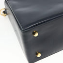 Salvatore Ferragamo Gancini Hand Bag Leather 2way Navy Gold Auth 162143-15