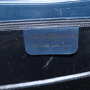 Salvatore Ferragamo Gancini Hand Bag Leather 2way Navy Gold Auth 162143-16
