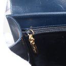 Salvatore Ferragamo Gancini Hand Bag Leather 2way Navy Gold Auth 162143-17