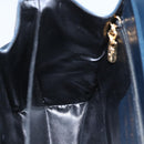 Salvatore Ferragamo Gancini Hand Bag Leather 2way Navy Gold Auth 162143-20