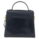 Salvatore Ferragamo Gancini Hand Bag Leather 2way Navy Gold Auth 162143-3