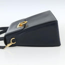 Salvatore Ferragamo Gancini Hand Bag Leather 2way Navy Gold Auth 162143-4