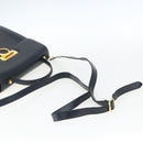 Salvatore Ferragamo Gancini Hand Bag Leather 2way Navy Gold Auth 162143-9