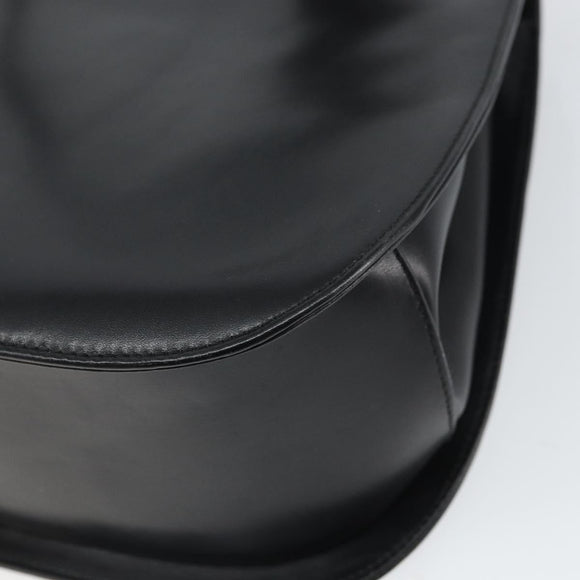 Salvatore Ferragamo Gancini Hand Bag Leather Black Gold Auth 162144