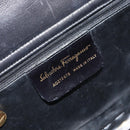 Salvatore Ferragamo Gancini Hand Bag Leather Black Gold Auth 162144-12