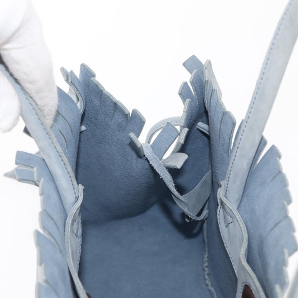 Salvatore Ferragamo Tote Bag Suede Blue Silver Auth 162145