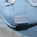 Salvatore Ferragamo Tote Bag Suede Blue Silver Auth 162145-12