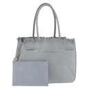 Salvatore Ferragamo Tote Bag Suede Blue Silver Auth 162145-1