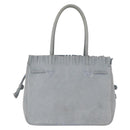 Salvatore Ferragamo Tote Bag Suede Blue Silver Auth 162145-2