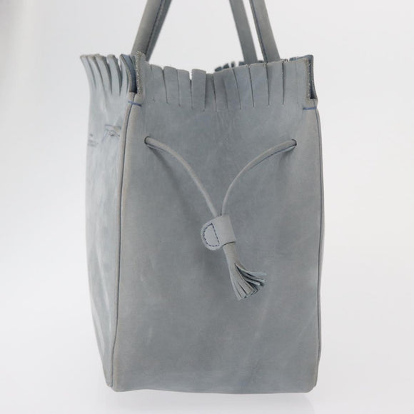 Salvatore Ferragamo Tote Bag Suede Blue Silver Auth 162145