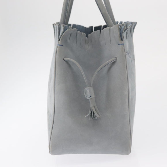 Salvatore Ferragamo Tote Bag Suede Blue Silver Auth 162145