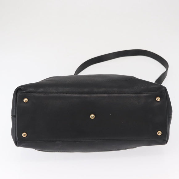 Salvatore Ferragamo Gancini Tote Bag Leather 2way Black Gold Auth 162147
