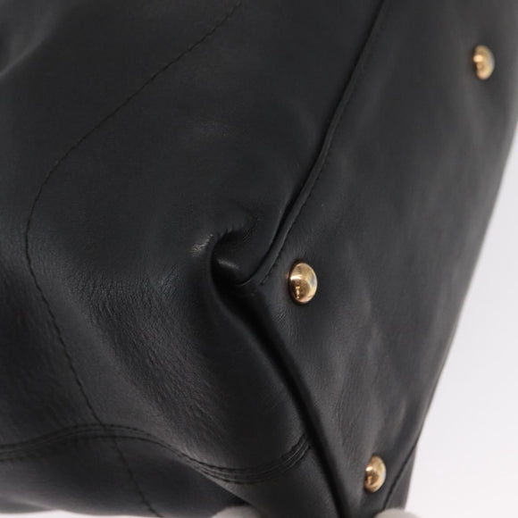 Salvatore Ferragamo Gancini Tote Bag Leather 2way Black Gold Auth 162147