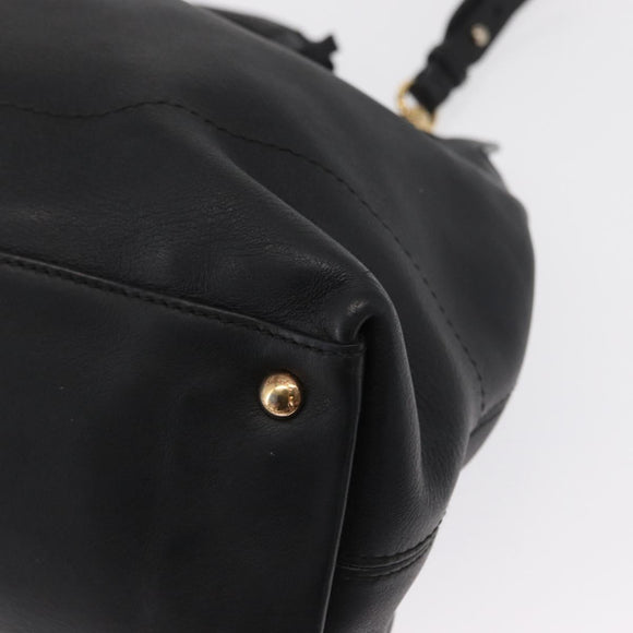 Salvatore Ferragamo Gancini Tote Bag Leather 2way Black Gold Auth 162147
