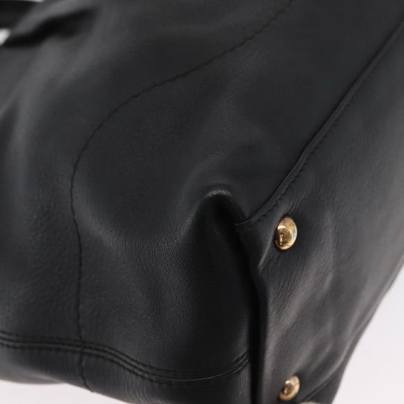 Salvatore Ferragamo Gancini Tote Bag Leather 2way Black Gold Auth 162147