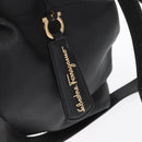 Salvatore Ferragamo Gancini Tote Bag Leather 2way Black Gold Auth 162147-16