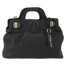 Salvatore Ferragamo Gancini Tote Bag Leather 2way Black Gold Auth 162147-2