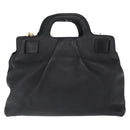 Salvatore Ferragamo Gancini Tote Bag Leather 2way Black Gold Auth 162147-3