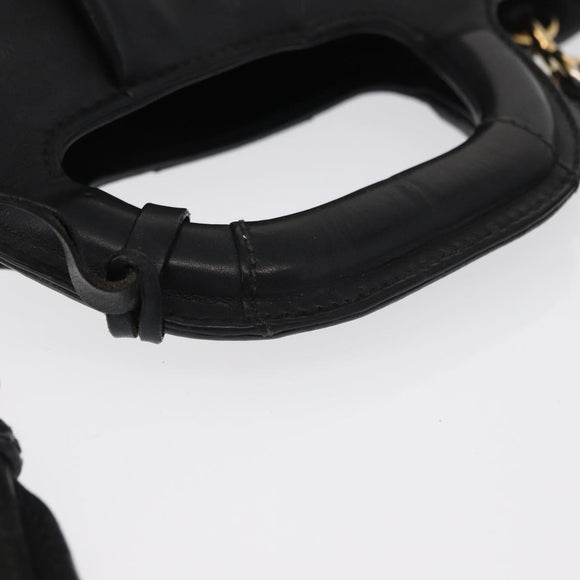 Salvatore Ferragamo Gancini Tote Bag Leather 2way Black Gold Auth 162147