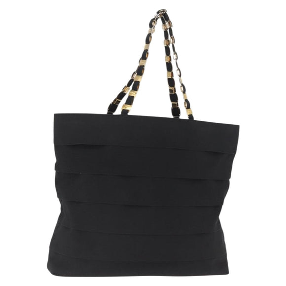 Salvatore Ferragamo Vala Tote Bag Canvas Black Gold Auth 162149