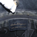Salvatore Ferragamo Vala Tote Bag Canvas Black Gold Auth 162149-12