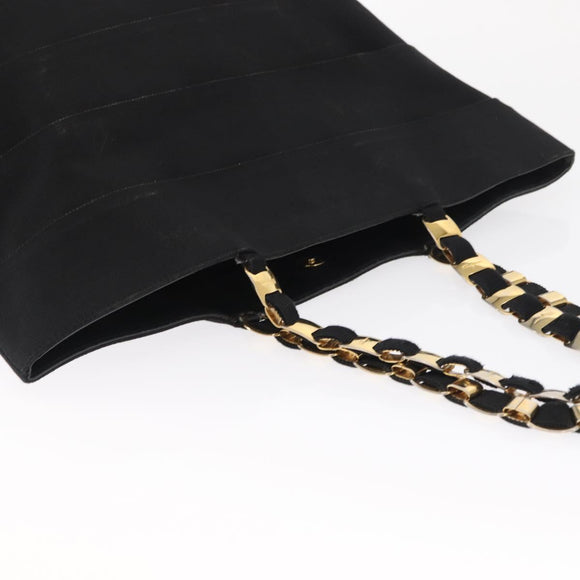 Salvatore Ferragamo Vala Tote Bag Canvas Black Gold Auth 162149