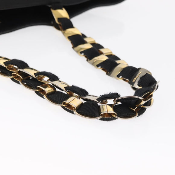 Salvatore Ferragamo Vala Tote Bag Canvas Black Gold Auth 162149