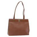 Salvatore Ferragamo Vala Tote Bag Leather Brown Gold Auth 162150-1