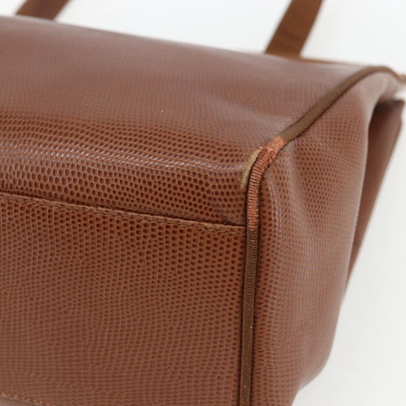 Salvatore Ferragamo Vala Tote Bag Leather Brown Gold Auth 162150