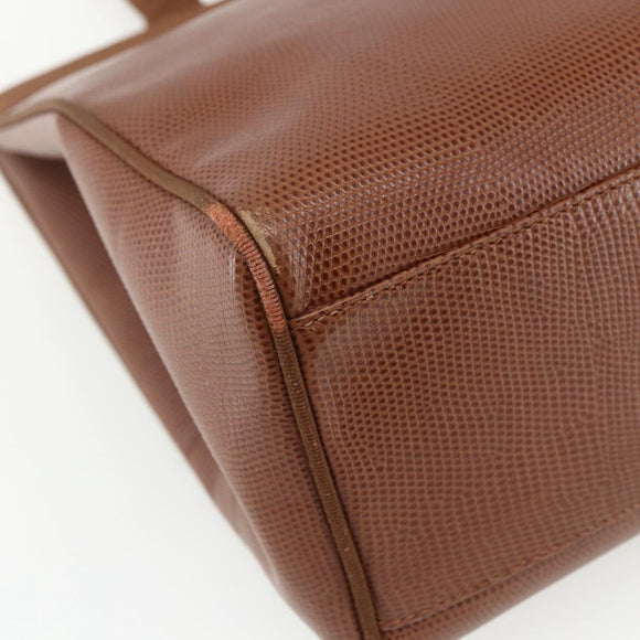 Salvatore Ferragamo Vala Tote Bag Leather Brown Gold Auth 162150