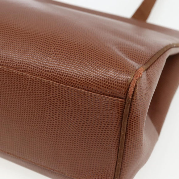 Salvatore Ferragamo Vala Tote Bag Leather Brown Gold Auth 162150