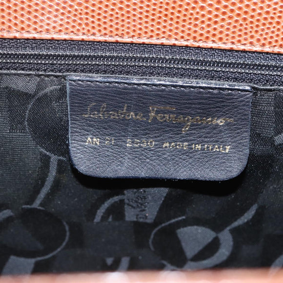 Salvatore Ferragamo Vala Tote Bag Leather Brown Gold Auth 162150