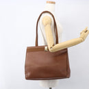 Salvatore Ferragamo Vala Tote Bag Leather Brown Gold Auth 162150-20